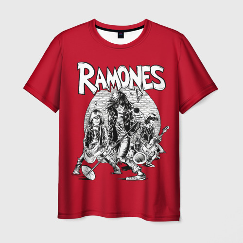 Мужская футболка с принтом BW Ramones, вид спереди №1
