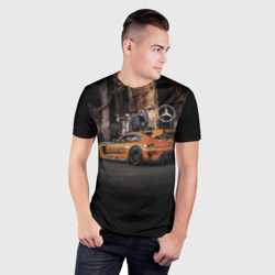 Мужская футболка 3D Slim Мерседес АМГ в стиле Loft - фото 2