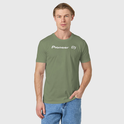 Мужская футболка хлопок Pioneer DJ - Logo White, цвет авокадо - фото 3