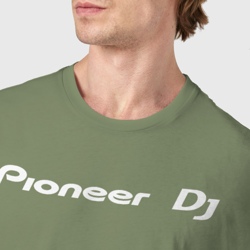 Мужская футболка хлопок Pioneer DJ - Logo White, цвет авокадо - фото 6