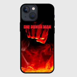 Чехол для iPhone 13 mini Кулак One Punch-Man в огне