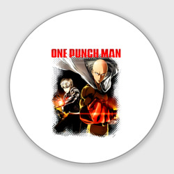 Круглый коврик для мышки Сайтама и Генос One Punch-Man