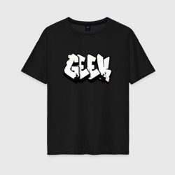 Женская футболка хлопок Oversize Geek graffiti