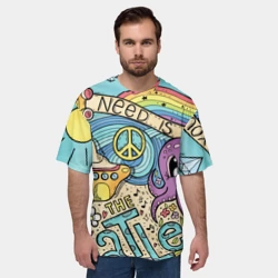 Мужская футболка oversize 3D All you Need is The Beatles - фото 2