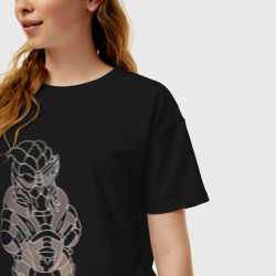 Женская футболка хлопок Oversize Плюшевый Гаррус на тёмном фоне - фото 2