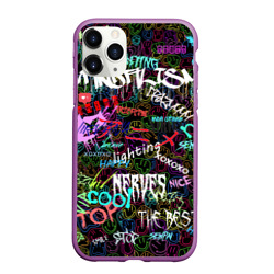 Чехол для iPhone 11 Pro Max матовый Neon graffiti Smile