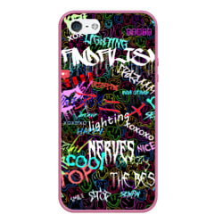 Чехол для iPhone 5/5S матовый Neon graffiti Smile