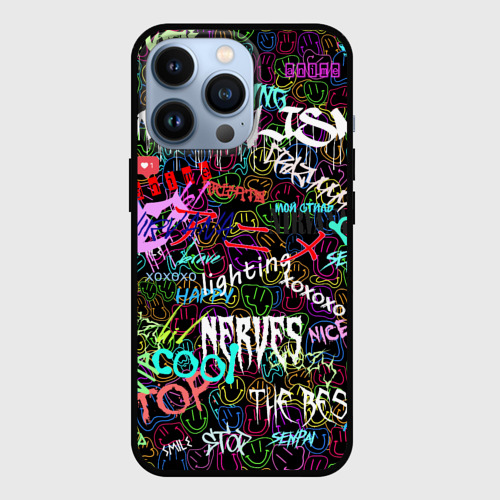 Чехол для iPhone 13 Pro Neon graffiti Smile, цвет черный