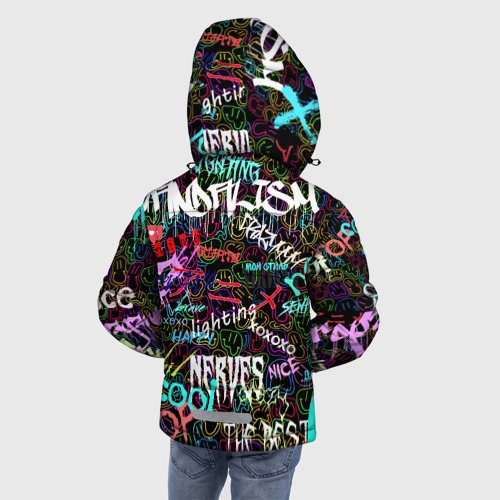 Зимняя куртка для мальчиков 3D Neon graffiti Smile, цвет светло-серый - фото 4