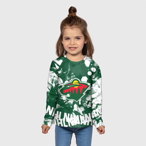 Детский лонгслив 3D Minnesota Wild, Миннесота Уайлд, цвет 3D печать - фото 5