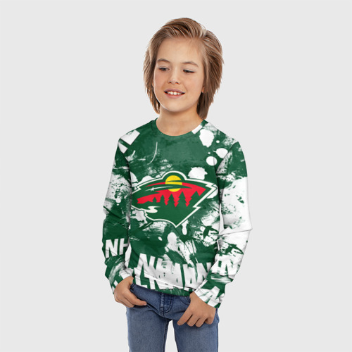 Детский лонгслив 3D Minnesota Wild, Миннесота Уайлд, цвет 3D печать - фото 3