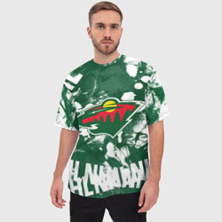 Мужская футболка oversize 3D Minnesota Wild, Миннесота Уайлд - фото 2