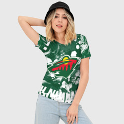 Женская футболка 3D Slim Minnesota Wild, Миннесота Уайлд - фото 2