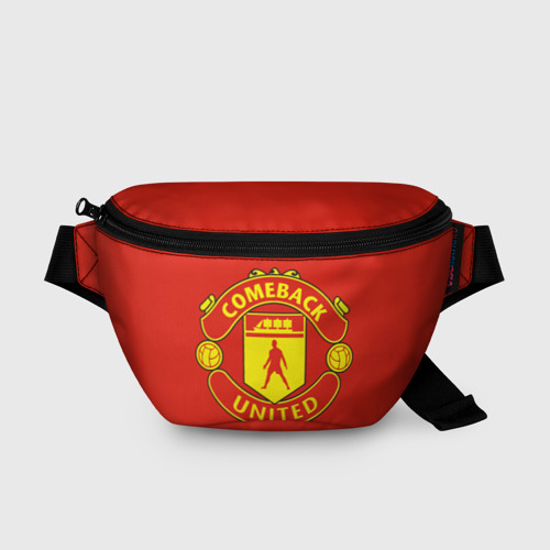 Поясная сумка 3D с принтом Камбек Юнайтед это Манчестер юнайтед, вид спереди #2