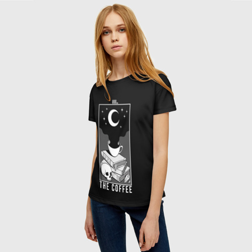 Женская футболка 3D с принтом The Coffee Occult, фото на моделе #1
