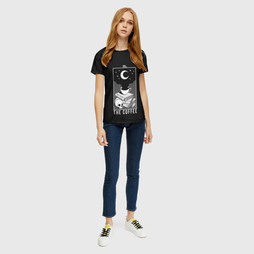 Женская футболка 3D с принтом The Coffee Occult, вид сбоку #3