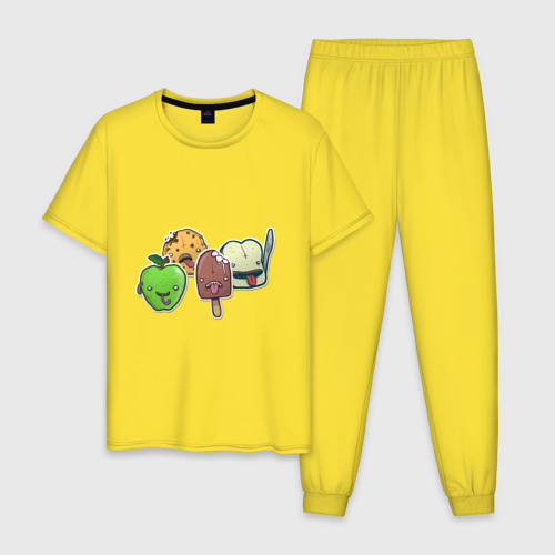 Мужская пижама хлопок с принтом Протест еды, вид спереди #2