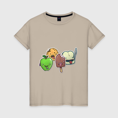 Женская футболка хлопок Протест еды, цвет миндальный