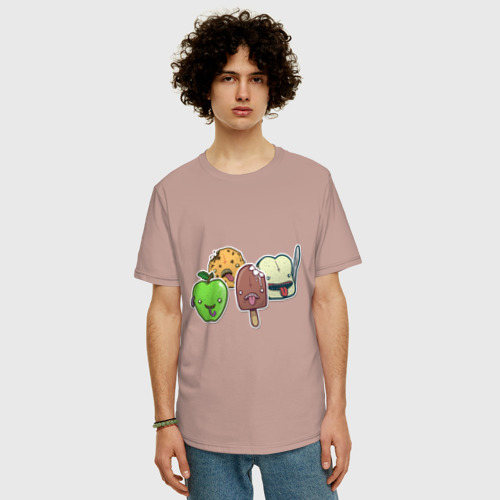 Мужская футболка хлопок Oversize с принтом Протест еды, фото на моделе #1