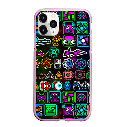 Чехол для iPhone 11 Pro Max матовый Geometry Dash Герои, цвет розовый