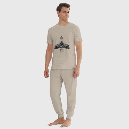 Мужская пижама хлопок Тату моль, цвет миндальный - фото 5