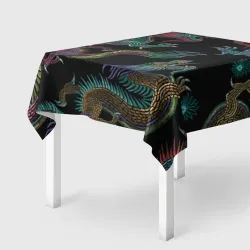 Скатерть 3D Цветные драконы