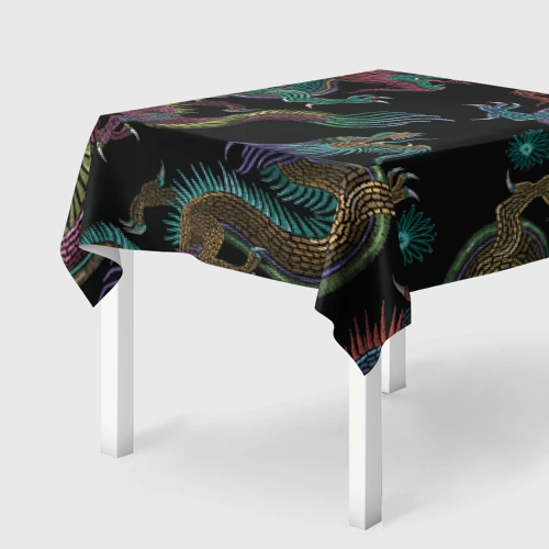 Скатерть 3D Цветные драконы