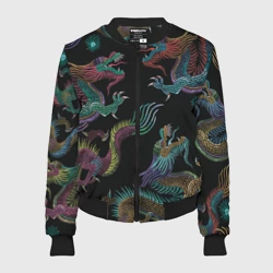 Женский бомбер 3D Цветные драконы