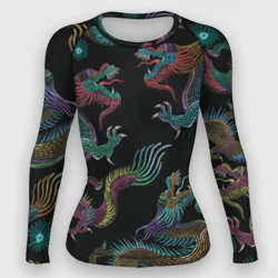 Женский рашгард 3D Цветные драконы