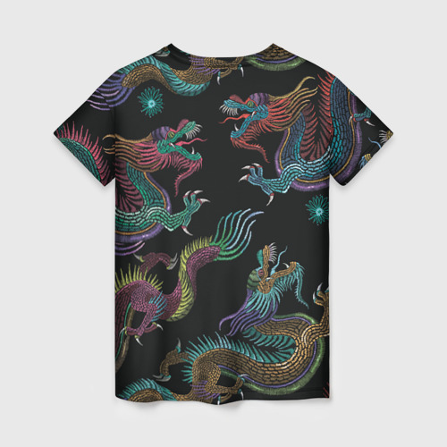 Женская футболка 3D Цветные драконы, цвет 3D печать - фото 2
