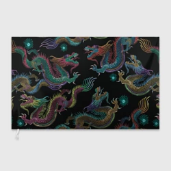 Флаг 3D Цветные драконы