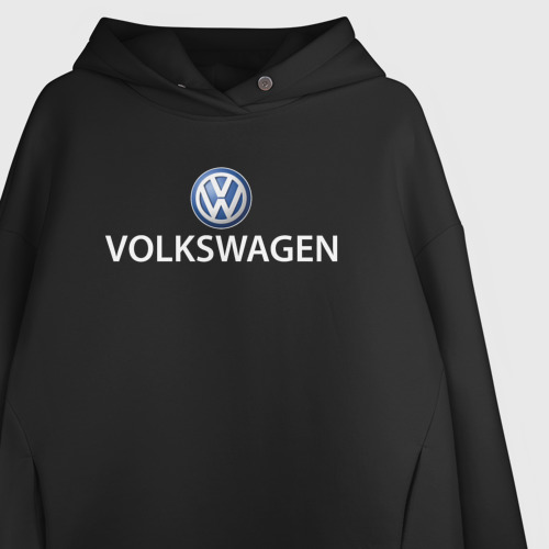 Женское худи Oversize хлопок Volkswagen logo, цвет черный - фото 3