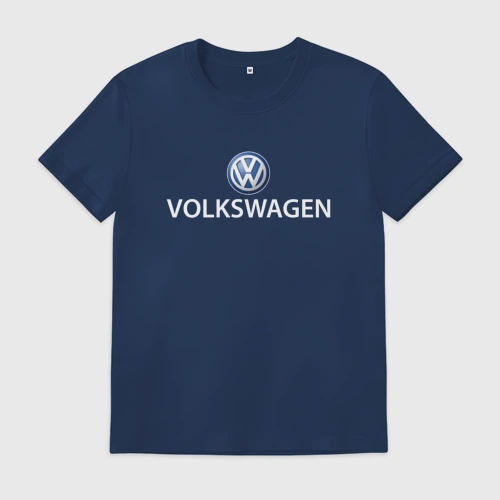 Мужская футболка хлопок с принтом Volkswagen logo, вид спереди #2