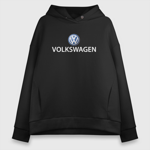 Женское худи Oversize хлопок Volkswagen logo, цвет черный