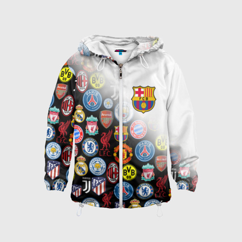 Детская ветровка 3D FC Barcelona logobombing, цвет белый