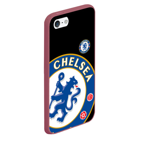 Чехол для iPhone 5/5S матовый Челси chelsea Big logo, цвет малиновый - фото 3