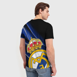 Футболка с принтом Реал Мадрид геометрия спорт для мужчины, вид на модели сзади №2. Цвет основы: белый