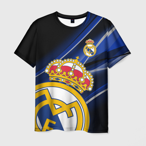 Мужская футболка с принтом Реал Мадрид геометрия спорт, вид спереди №1