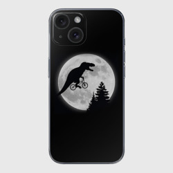 Чехол для iPhone 15 силиконовый с защитой камеры T-rex на луне