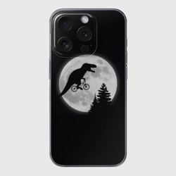 Чехол для iPhone 15 Pro Max силиконовый с защитой камеры T-rex на луне