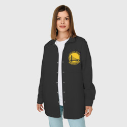 Женская рубашка oversize 3D Golden state warriors black style - фото 2