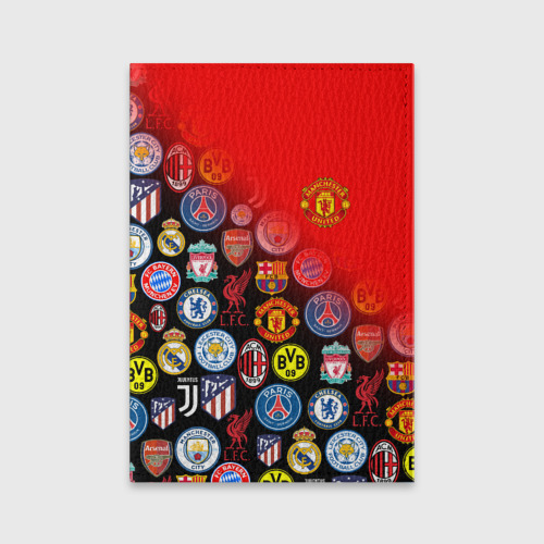 Обложка для паспорта матовая кожа Манчестер Юнайтед FCMU, цвет голубой