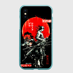 Чехол для iPhone XS Max матовый Ван пис Зоро самурай на черном фоне