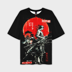 Мужская футболка oversize 3D Ван пис Зоро самурай на черном фоне