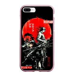 Чехол для iPhone 7Plus/8 Plus матовый Ван пис Зоро самурай на черном фоне