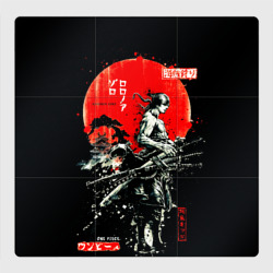 Магнитный плакат 3Х3 Ван пис Зоро самурай на черном фоне