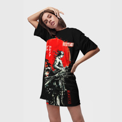 Платье-футболка 3D Ван пис зоро самурай на черном фоне  - фото 2