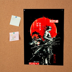 Постер Ван пис Зоро самурай на черном фоне - фото 2