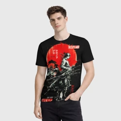 Мужская футболка 3D Ван пис Зоро самурай на черном фоне - фото 2