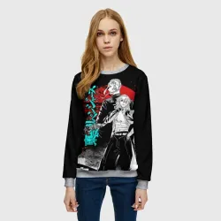 Женский свитшот 3D Майки Токийские мстители неон лого - фото 2